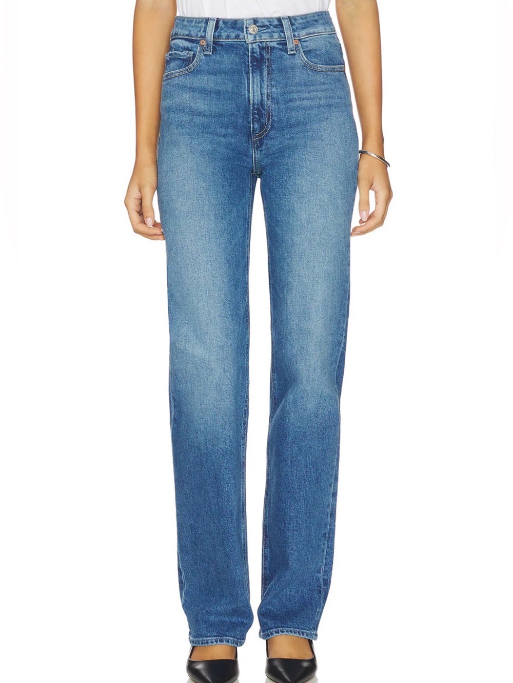 PAIGE Stevie High Rise Straight Leg Jeans in Bonjour - Women's Blue - NWT - Size